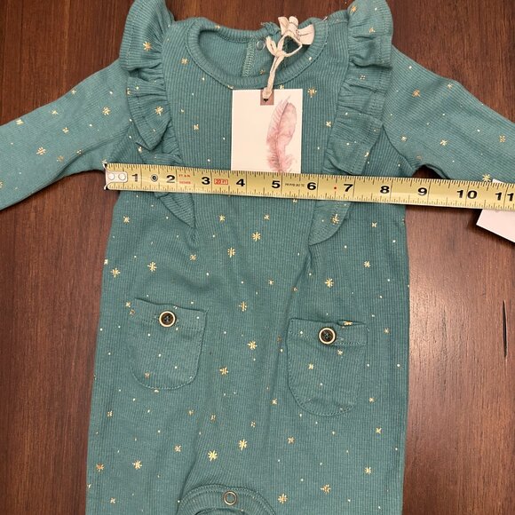 NWT Jessica Simpson Green Romper w/Gold Stars Size 3-6 Months - Picture 11 of 14